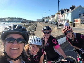 Chrissie with Birds on Bikes team members